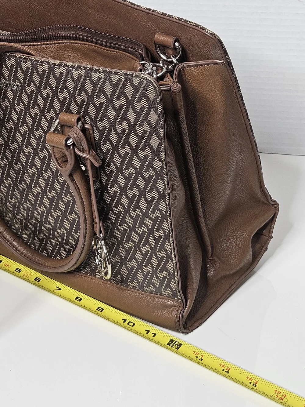 Nine West Brown Patterned Satchel Handbag
